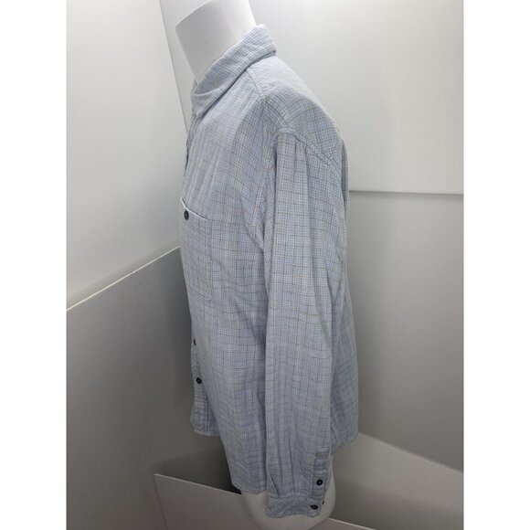 Carbon 2 Cobalt Men Flannel Shirt Gray Blue Plaid Button Up Long Sleeve Large L - Picture 3 of 6